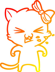 warm gradient line drawing cartoon cat