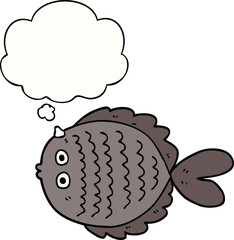 cartoon flat fish and thought bubble