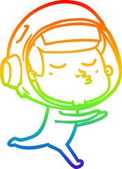 rainbow gradient line drawing cartoon confident astronaut