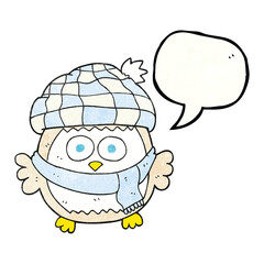 speech bubble textured cartoon cute little owl