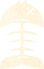 quirky retro illustration style cartoon dead fish bone