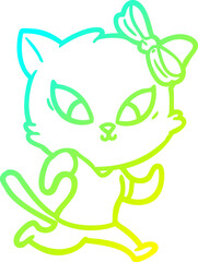 cold gradient line drawing cartoon cat