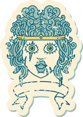 human barbarian character with banner illustration