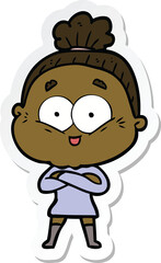 Obraz premium sticker of a cartoon happy old woman