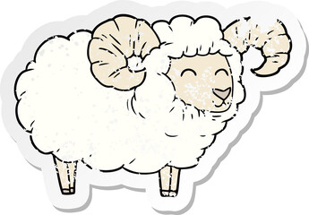 distressed sticker of a cartoon ram
