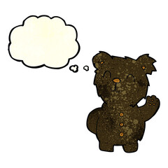 cartoon black bear with thought bubble