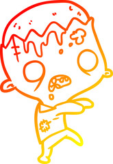 warm gradient line drawing cute cartoon zombie