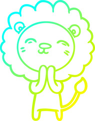 cold gradient line drawing cartoon lion