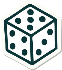 tattoo style sticker of a dice