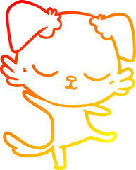 warm gradient line drawing cute cartoon dog