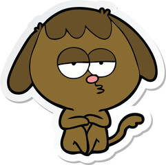sticker of a cartoon bored dog