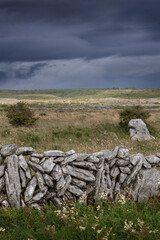 Clare County. Westcoast Ireland. Karstlandscape. Megalitic. Killarney. Rocks. Piles of rocks. The Burren. Wall of stones. 