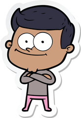 sticker of a cartoon happy man