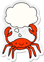 cartoon crab and thought bubble as a printed sticker