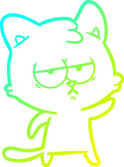 cold gradient line drawing bored cartoon cat