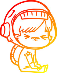 warm gradient line drawing cartoon astronaut woman