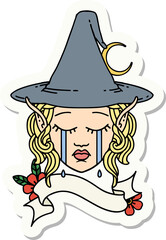 sad elf mage character face sticker