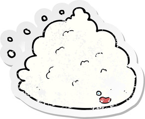 retro distressed sticker of a cartoon cloud character