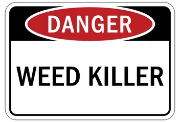 Fotobehang Pesticide chemical hazard sign and labels weed killer © middlenoodle