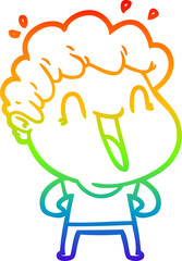 rainbow gradient line drawing cartoon happy man