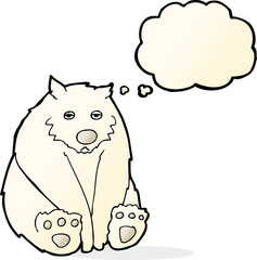 cartoon unhappy polar bear with thought bubble