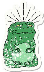grunge sticker of tattoo style toad character