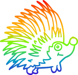 rainbow gradient line drawing cartoon spiky hedgehog