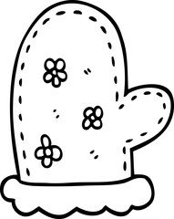 line drawing cartoon oven mitts