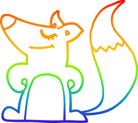 rainbow gradient line drawing cartoon fox