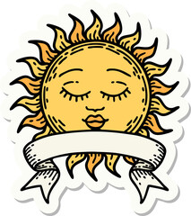 tattoo sticker with banner of a sun