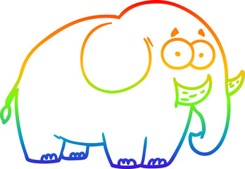 rainbow gradient line drawing cartoon elephant