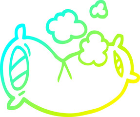 cold gradient line drawing cartoon fluffy pillow