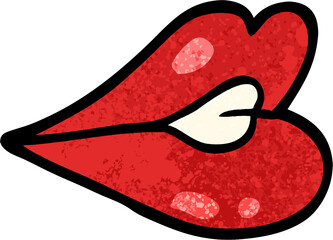 grunge textured illustration cartoon pouting lips