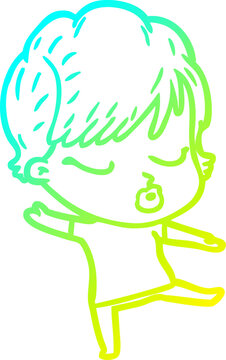 recommend clip art: cold gradient line drawing cartoon woman with eyes shut