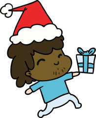 christmas cartoon of kawaii boy
