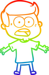 rainbow gradient line drawing cartoon shocked man