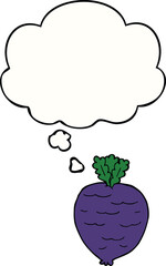 cartoon root vegetable and thought bubble
