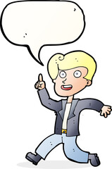 cartoon man with great idea with speech bubble