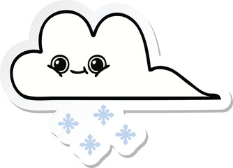 sticker of a cute cartoon snow cloud