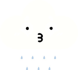 flat color retro cartoon rain cloud