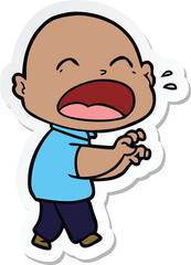 Obraz premium sticker of a cartoon shouting bald man