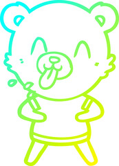 cold gradient line drawing rude cartoon bear