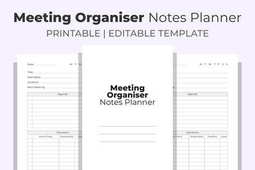 Meeting Organiser Notes Planner KDP Interior