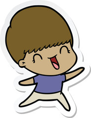 sticker of a happy cartoon boy