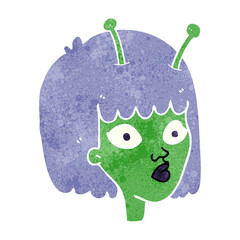 retro cartoon female alien