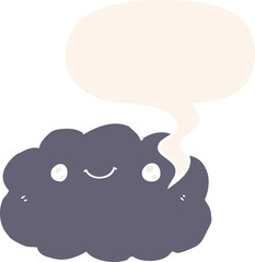 cartoon cloud and speech bubble in retro style