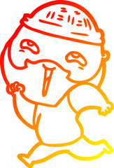 warm gradient line drawing cartoon happy bearded man