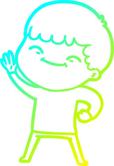 Obraz na płótnie Canvas cold gradient line drawing cartoon smiling boy