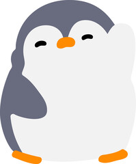 cute christmas penguin waving
