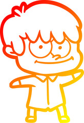 warm gradient line drawing happy cartoon man